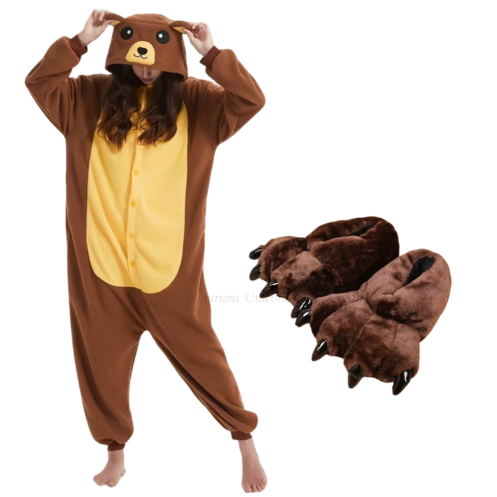 Women Shoes Xxl - Yetişkinler için Kahverengi Ayı Kigurumi, Tek