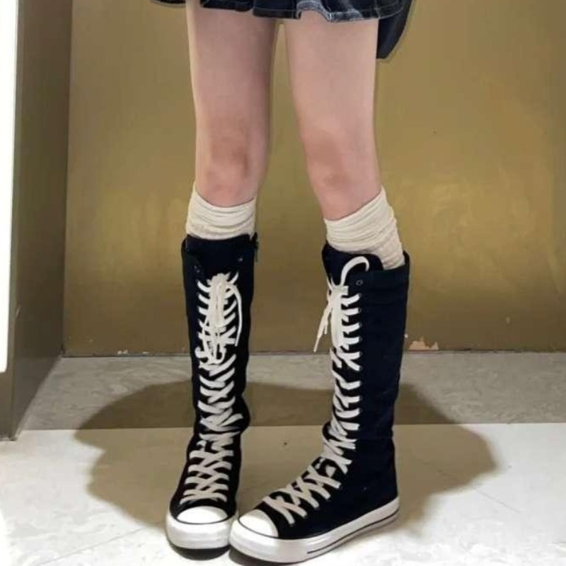 2025 Yeni Yüksek Top Kanvas Ay - Knee High Boots Women incelemesi ve fiyatı
