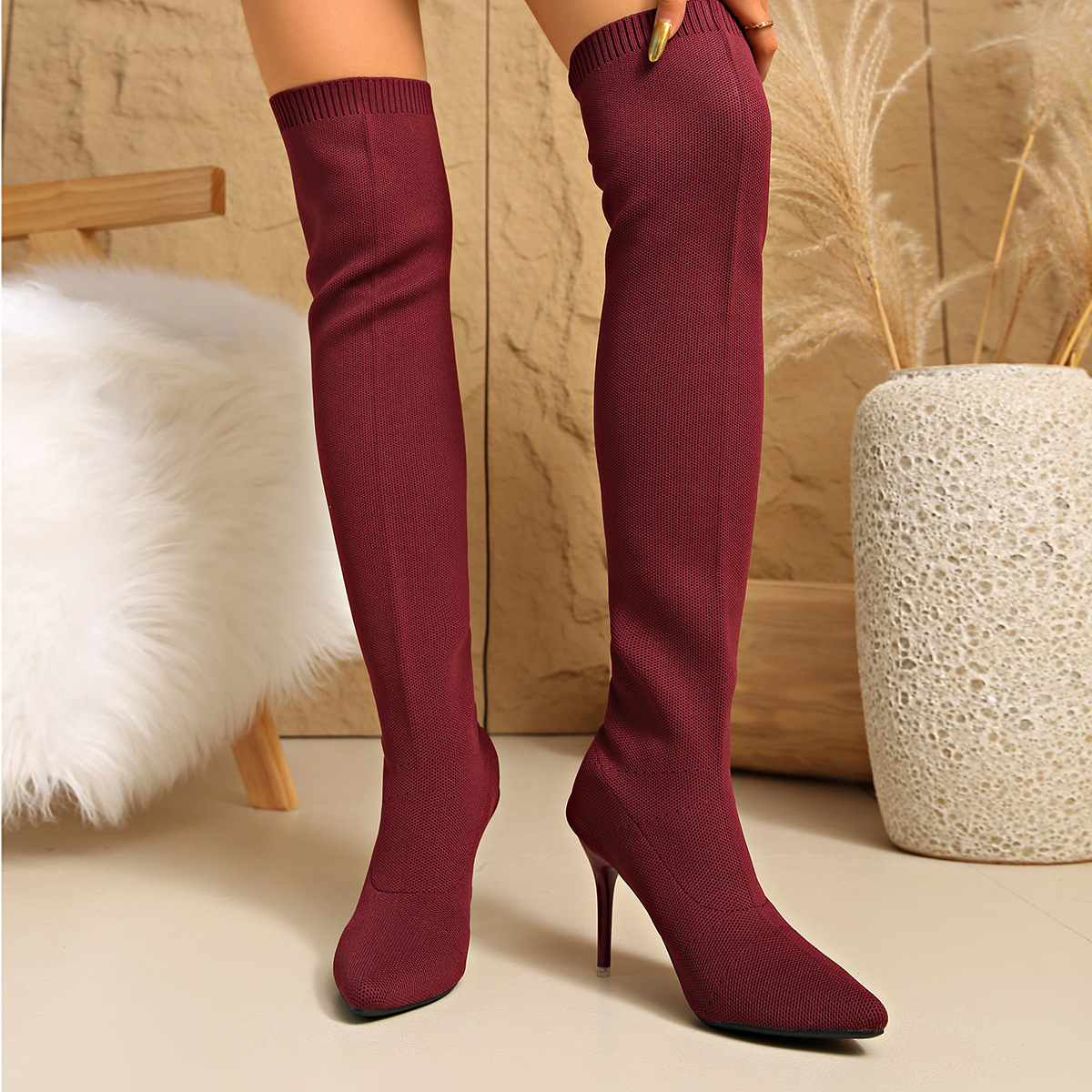 Diz Üstü Çoraplı Botlar, Kadın - Sock Boot Women incelemesi ve fiyatı
